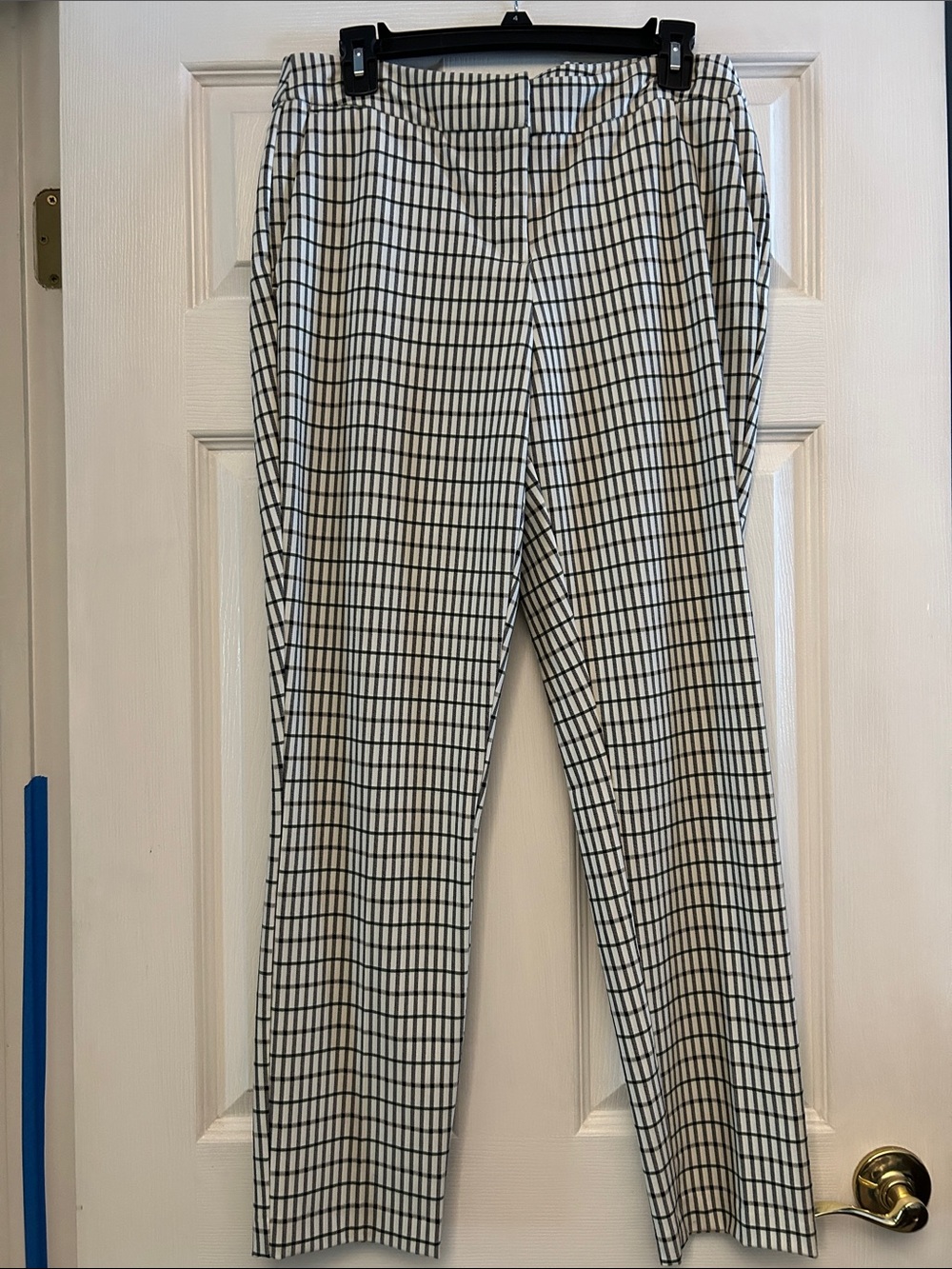 Rachel Zoe White and Black Checked Straight Leg Pants